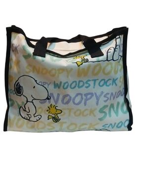 Peanuts -ECO FRIENDLY Large Canvas, Multi Colored Snoopy Tote Bag, Inside Pocket